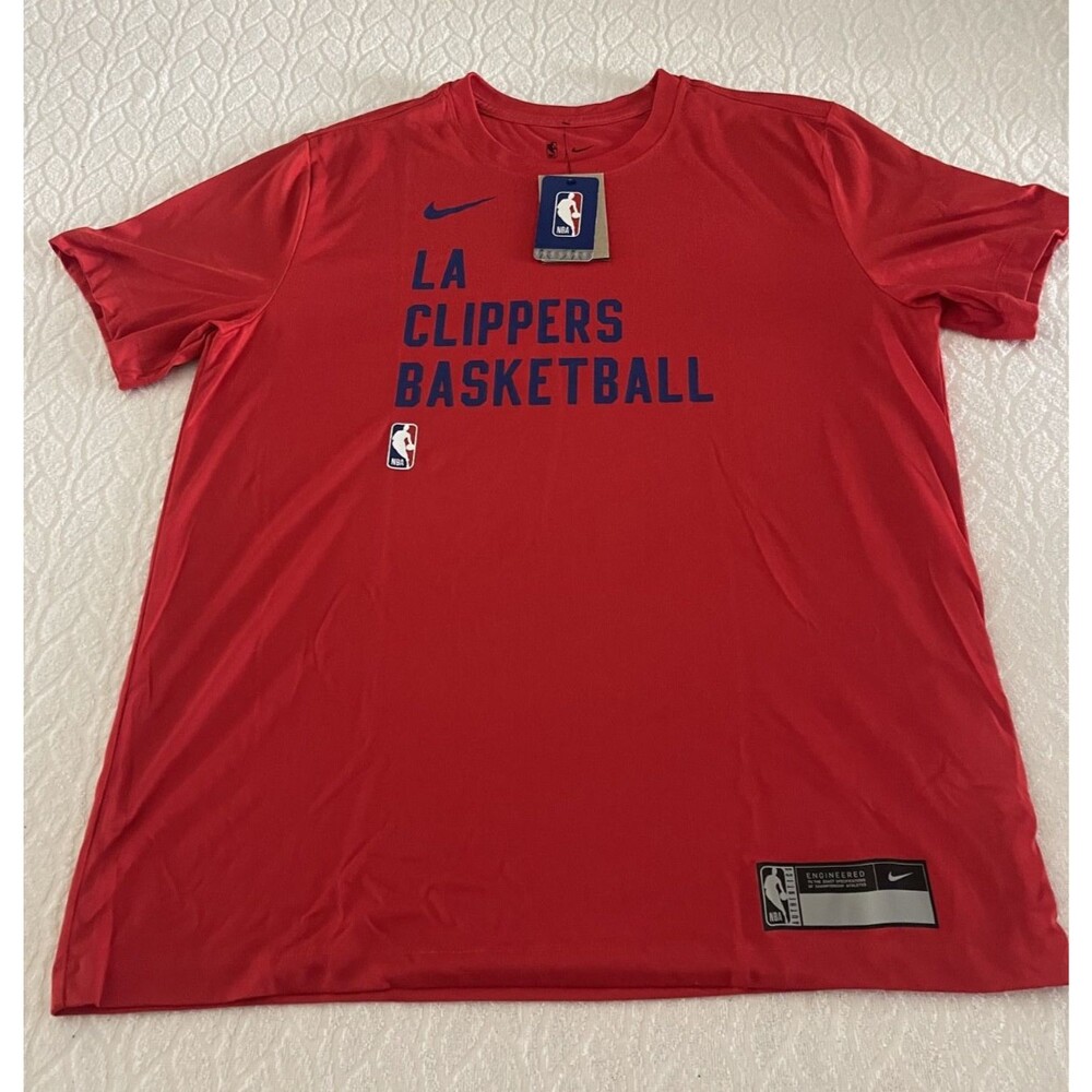 LA CLIPPERS BASKETBALL Sz L Men' s Red NIKE DRY-FIT Tee